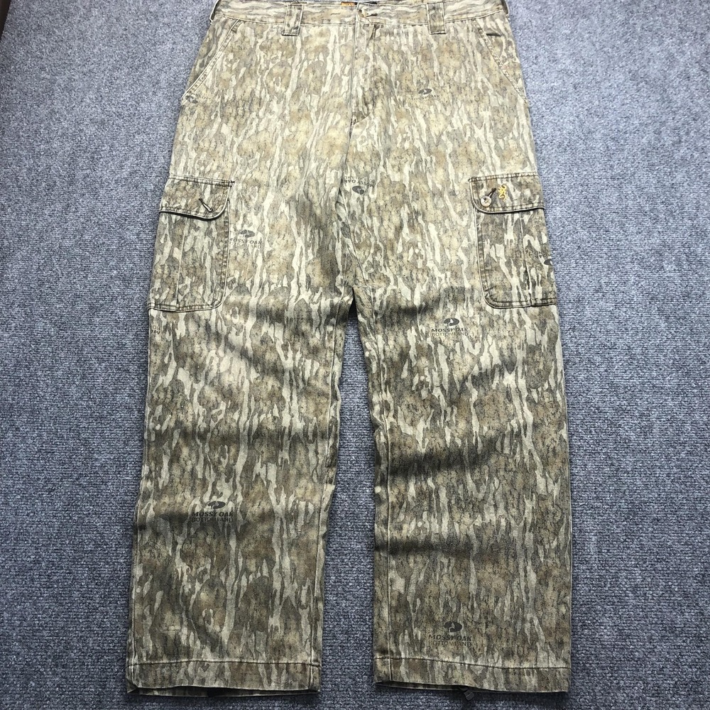 Browning Pants Mens 38x32 Brown Mossy Oak Camo Cargo Canvas Hunting Outdoor